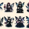 Dark Fairies PNG Clipart Collection - 40 PNG, Enchanted witch illustrations, Gothic printables, Commercial use, Digital download