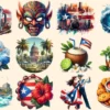 Puerto Rico PNG Clipart Collection - 58 PNG, Tropical travel illustrations, Puerto rico island prints, Commercial use, Digital download