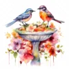 20 High-Quality Floral Birdbath Clipart - Floral birdbath digital watercolor JPG instant download for commercial use - Digital download