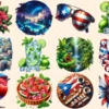 Puerto Rico (P-3) PNG Clipart Collection - 57 PNG, Tropical travel illustrations, Puerto rico island prints, Commercial use,Digital download