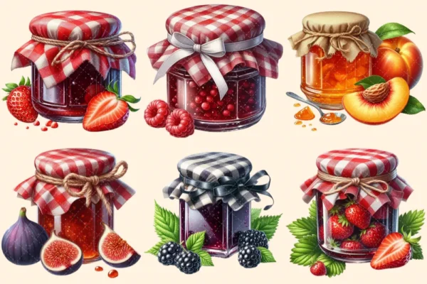 Jam Jars PNG Clipart Collection - 26 PNG, Sugary dessert jar graphics, Preserved sweets printables, Commercial use, Digital download