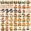 Mushrooms Watercolor Clipart Bundle - 520+ transparent PNG, Mushrooms png, Enchanted nature illustrations, Commercial use,Digital download