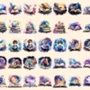 Magical Books Watercolor Clipart Bundle - 310+ transparent PNG, PNG of galaxy book, Mystical stellar images Commercial use, Digital download
