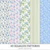 Grandmillennial Seamless Patterns, Chinoiserie JPEG, Pastel floral pattern, Stripes and plaid repeating pattern, Digital scrapbook paper