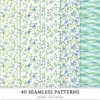 Springtime Planning Seamless Patterns, Cute spring JPEG, Spring reading pattern, Meadow flowers repeating pattern, Digital scrapbook paper