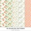 Peach Blush Summer Seamless Patterns, Cottagecore JPEG, Floral summertime pattern, Peony flowers repeating pattern, Digital scrapbook paper