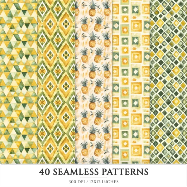 Boho Summer Seamless Patterns, Bohemian beachwear JPEG, Feathers pattern, Tropical, Wildflower repeating pattern, Digital scrapbook paper