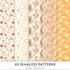 Autumn Planner Seamless Patterns, Cozy autumn JPEG, Maple leaves pattern, Acorns, Plaid, Pumpkins repeating pattern, Digital scrapbook paper