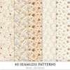 September End Seamless Patterns, Cozy autumn JPEG, Maple and pumpkin pattern, Plaid, Knitted cozy repeating pattern, Digital scrapbook paper