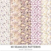 Plum Mood Seamless Patterns, Cozy autumn JPEG, Mushroom pattern, Floral, Plaid, Autumn leaves repeating pattern, Digital scrapbook paper