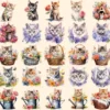 Flower Cats Watercolor Clipart Bundle - 223+ transparent PNG, Charming kitten graphics, Fantasy kitten art, Commercial use, Digital download