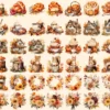 Autumn Whispers Watercolor Clipart Bundle - 360+ transparent PNG, Warm autumn graphics, Seasonal leaf png, Commercial use, Digital download