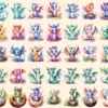 Baby Dragons Watercolor Clipart Bundle - 310+ transparent PNG, Dreamy fairytale images, Charming storybook, Commercial use, Digital download