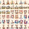 Llamas Watercolor Clipart Bundle - 400+ transparent PNG, Charming alpaca illustrations, Cyte llama images, Commercial use, Digital download
