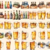 Beer Watercolor Clipart Bundle - 305+ transparent PNG, Craft beer illustrations, Lager and ale png images, Commercial use, Digital download