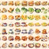 Breakfast Foods Watercolor Clipart Bundle - 500+ transparent PNG, Breakfast plate graphics, Early meal png, Commercial use, Digital download