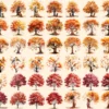 Autumn Trees Watercolor Clipart Bundle - 368+ transparent PNG, Rustic seasonal foliage art, Fall tree png, Commercial use, Digital download