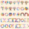 Rainbow Flowers Watercolor Clipart Bundle - 380+ transparent PNG, Vibrant flower graphics, Blossom png, Commercial use, Digital download