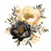 23 High-Quality Black Gold Peony Clipart - Black gold peony digital watercolor JPG instant download for commercial use - Digital download