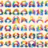 Rainbow Bridges Watercolor Clipart Bundle - 352+ transparent PNG, Colorful archway images, Vibrant bridge, Commercial use, Digital download