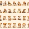 Lions Watercolor Clipart Bundle - 248+ transparent PNG, Savanna lion illustrations, Regal wildlife graphics, Commercial use,Digital downloadv
