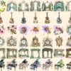 Royal Garden Watercolor Clipart Bundle - 358+ transparent PNG, Royal botanical graphics, Elegant garden png, Commercial use,Digital download