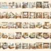 Indoors Watercolor Clipart Bundle - 392+ transparent PNG, Elegant home graphics, Interior design images, Commercial use, Digital download
