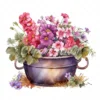 20 High-Quality Floral Cauldron Clipart - Floral cauldron digital watercolor JPG instant download for commercial use - Digital download