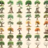 Tree Trunks Watercolor Clipart Bundle - 385+ transparent PNG, Wooden nature illustration, Eco forest art, Commercial use, Digital download