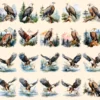 Eagles Watercolor Clipart Bundle - 177+ transparent PNG, Forest eagle illustration, Alpine bird graphics, Commercial use, Digital download