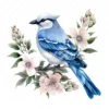 19 High-Quality Floral Blue Jay Clipart - Floral blue jay digital watercolor JPG instant download for commercial use - Digital download