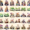 Fairytale Books Watercolor Clipart Bundle - 248+ transparent PNG, Cute storybook graphics, Magical images, Commercial use, Digital download