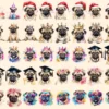 Pugs Watercolor Clipart Bundle - 345+ transparent PNG, Charming pug illustrations, Playful puppy graphics, Commercial use, Digital download