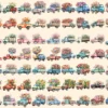 Floral Trucks Watercolor Clipart Bundle - 523+ transparent PNG, Blossom truck graphics, Floral vehicle png, Commercial use, Digital download
