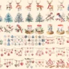 Scandinavian Christmas Watercolor Clipart Bundle - 415+ transparent PNG, Nordic festive art, holiday images, Commercial use,Digital download