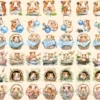 Guinea Pigs Watercolor Clipart Bundle - 365+ transparent PNG, Adorable hamster graphics, Cute pet images, Commercial use, Digital download