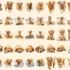 Golden Retrievers Watercolor Clipart Bundle - 345+ transparent PNG, Playful dog graphics, Golden pup art, Commercial use, Digital download