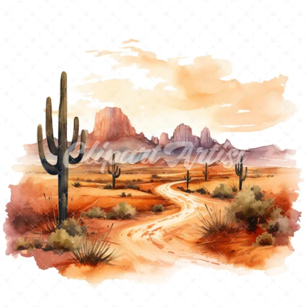 20 High-Quality Desert Clipart - Desert digital watercolor JPG instant download for commercial use - Digital download