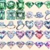 Diamonds Watercolor Clipart Bundle - 270+ transparent PNG, Elegant gem graphics, Sparkling jewel images, Commercial use, Digital download