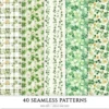 Lucky Cottage Seamless Patterns, Shamrock floral JPEG, Green celtic pattern, St. patrick’s day repeating pattern, Digital scrapbook paper