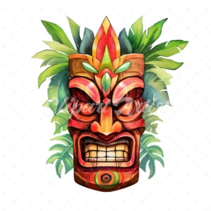 20 High-Quality Tiki Mask Clipart - Tiki mask digital watercolor JPG instant download for commercial use - Digital download