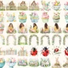 Joyful Easter Watercolor Clipart Set - 355+ transparent PNG, Spring bunnies eggs graphics, Easter joy art, Commercial use, Digital download