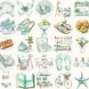 Coastal Serenity Watercolor Clipart Set - 233+ transparent PNG, Sunny beach graphics, Summer seaside art, Commercial use, Digital download
