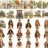 Autumn Gallery Watercolor Clipart Set - 272+ transparent PNG, Fall fashion graphics, Autumn museum images, Commercial use, Digital download