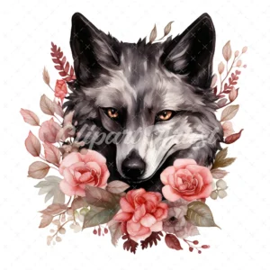 20 High-Quality Gothic Rose Fox Clipart - Gothic rose fox digital watercolor JPG instant download for commercial use - Digital download
