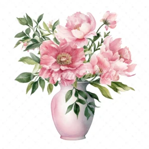 20 High-Quality Pink Vases Clipart - Pink vases digital watercolor JPG instant download for commercial use - Digital download