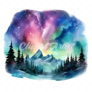 18 High-Quality Aurora Borealis Clipart - Aurora borealis digital watercolor JPG instant download for commercial use - Digital download