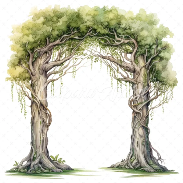 24 High-Quality Wedding Tree Arch Clipart - Tree arch digital watercolor JPG instant download for commercial use - Digital download