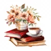20 High-Quality Floral Coffee Books Clipart - Coffee books digital watercolor JPG instant download for commercial use - Digital download