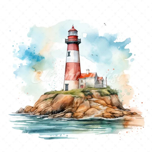 20 High-Quality Lighthouses Clipart - Lighthouses digital watercolor JPG instant download for commercial use - Digital download